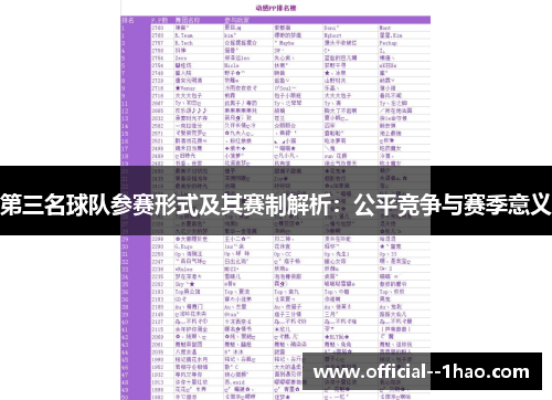 第三名球队参赛形式及其赛制解析:公平竞争与赛季意义 第三名球队参赛形式及其赛制解析:公平竞争与赛季意义